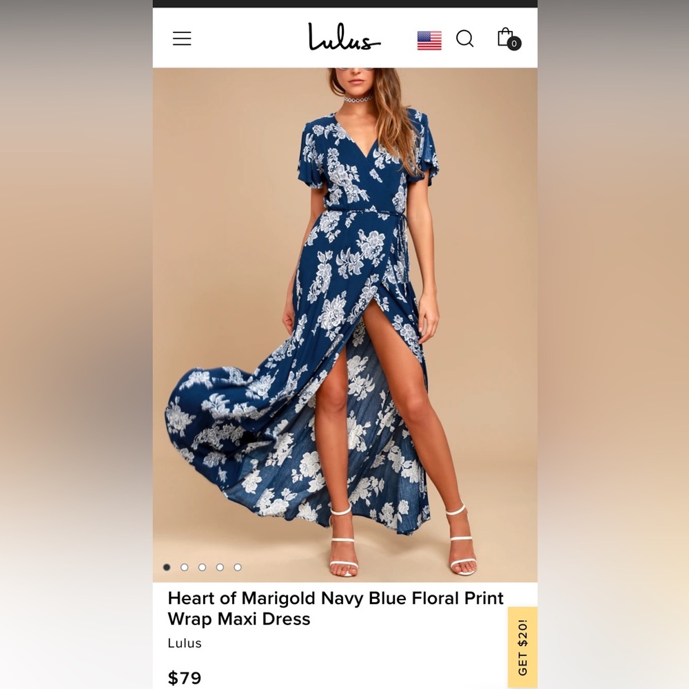 Heart of Marigold Navy Blue Floral Print Wrap Maxi Dress